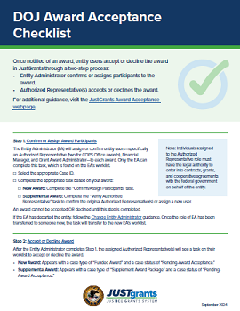 Award Acceptance Checklist - September 2024